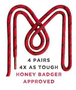 Honey Badger Boot Laces Heavy Duty W/Kevlar - (4 Pairs)