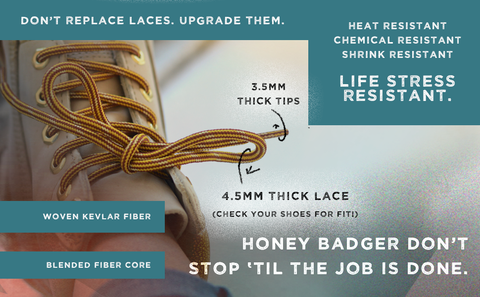 Image of Honey Badger Work Boot Laces Heavy Duty W/Kevlar - Chestnut and Black